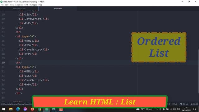 #43 : Learn HTML | List Tag In HTML | Ordered List | Ol , Li , Type , Start смотреть онлайн