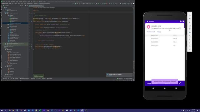 Weight Tracking Mobile Application Demo - Android, Java, SQLite, Room Database смотреть онлайн