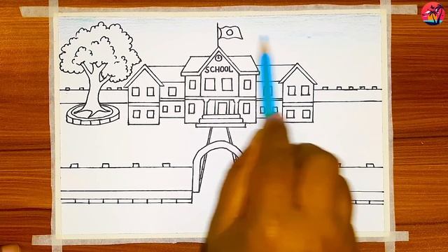 School Drawing-school Drawing Competition | School Drawing Easy_school Drawing Step By Step