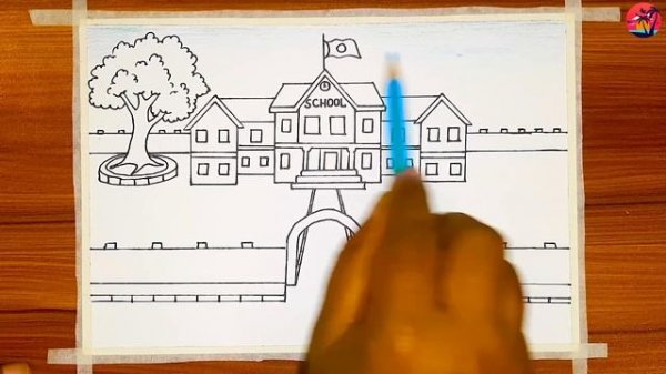 School Drawing-school drawing competition | school drawing easy_school drawing step by step
