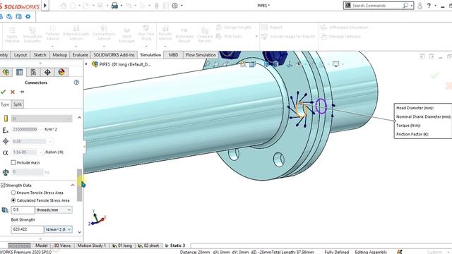 Solidworks Simulation Bolt Connection | Bolt Strength Check ❓