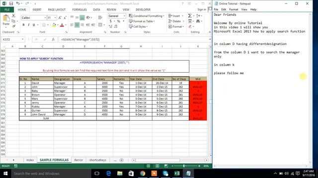 Microsoft Excel 2013 How to Apply Search Function смотреть онлайн