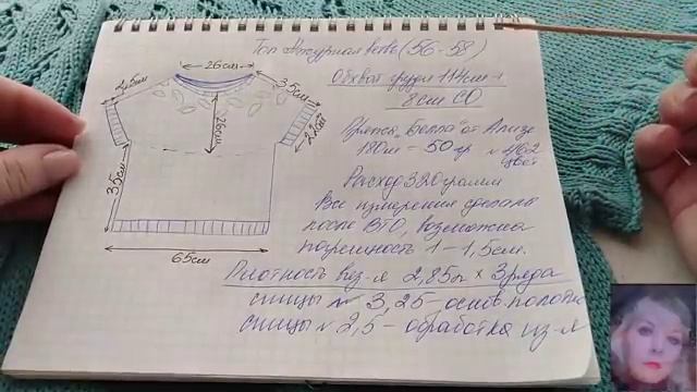 Летний топ с круглой кокеткой на размер 56-58. смотреть онлайн