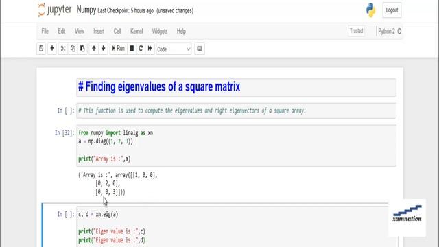 How to find Eigenvalues of square matrix in Numpy смотреть онлайн
