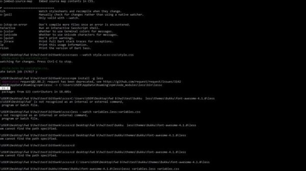 install and compile less code to css and find the less version