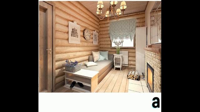 Дизайн-проект интерьера бани из бревна с кухней-гостиной и террасой смотреть онлайн