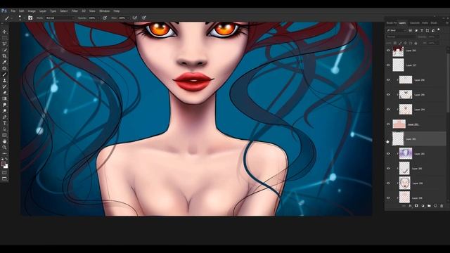 Speed Painting (Draw a portrait in Photoshop) смотреть онлайн