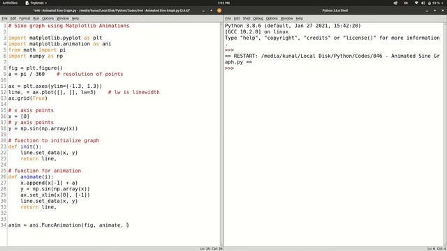 Animated Sine Graph | Matplotlib | Python смотреть онлайн