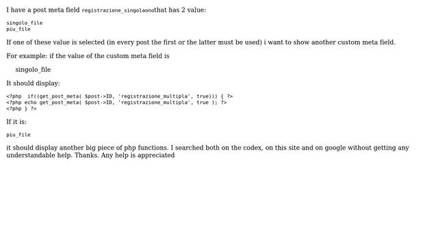 Wordpress: How to make a field appear only if a post meta field has a defined value? смотреть онлайн