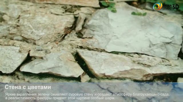 3D фотообои 'Стена с цветами' смотреть онлайн