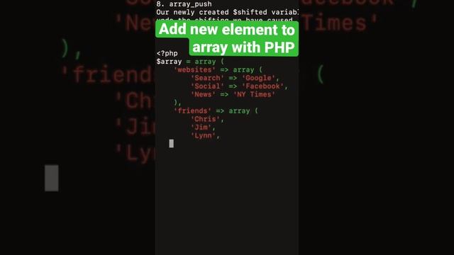 How to add new element to array with PHP #array #coding #php #tutorial #example смотреть онлайн