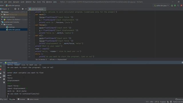 Python 3 programming, work and force calculator смотреть онлайн