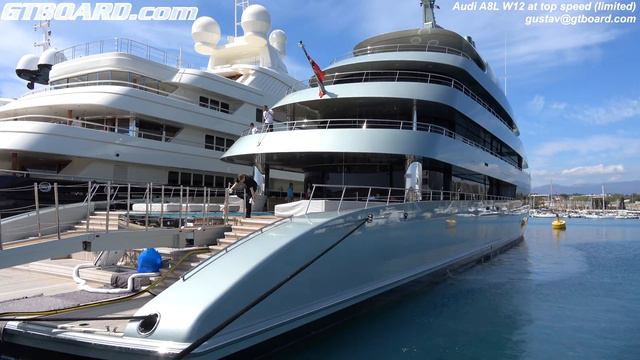 [4k] Swede Lukas Lundin's gorgeous yacht Savannah docked in YCA, world's largest hybrid yacht in 4k смотреть онлайн