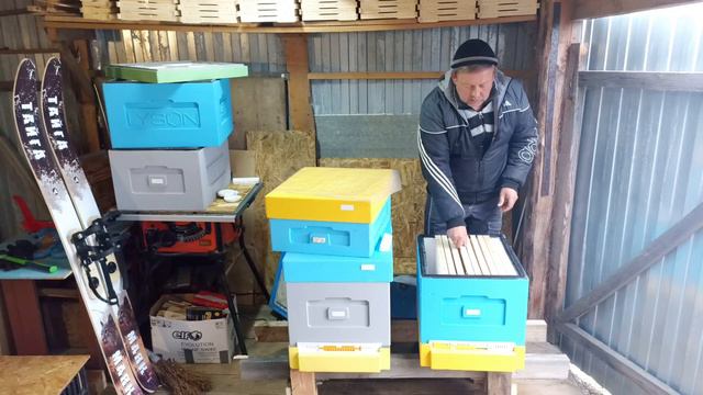 Принцип зимовки пчёл на улице в ульях с сетчатым дном! Пчеловодство! смотреть онлайн