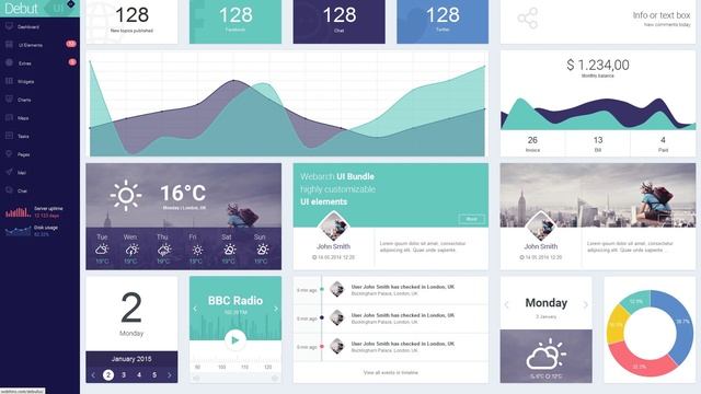 Debut UI Kit- AngularJS Admin Dashboard Template смотреть онлайн