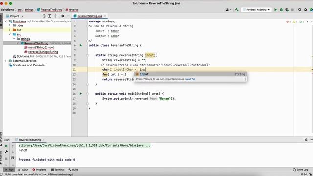 Reverse a String without using reverse method In Java смотреть онлайн