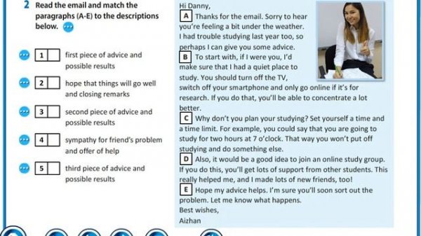 Action 10th grade. An email giving advice