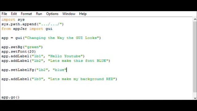 Changing background and font colour appJar (python 3) смотреть онлайн