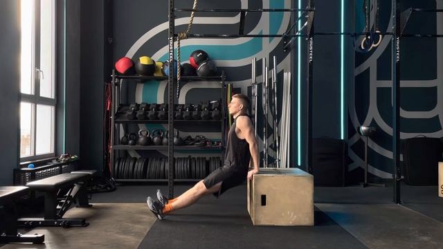 Обратные отжимания с опорой на тумбу. смотреть онлайн