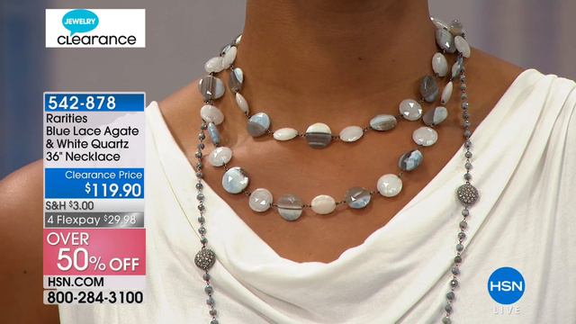 Rarities Blue Lace Agate and White Quartz 36" Necklace смотреть онлайн