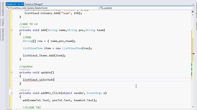 C# ListView -  ADD,UPDATE,DELETE,CLEAR