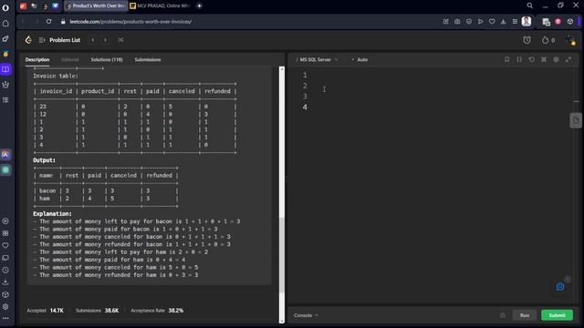 MLV Prasad - LeetCode SQL [ EASY ] | 1677 | "Product's Worth Over Invoices" | смотреть онлайн