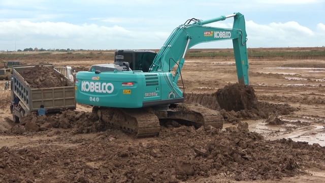 Incredible Excavator Kobelco Loading Soils On Dump Truck
