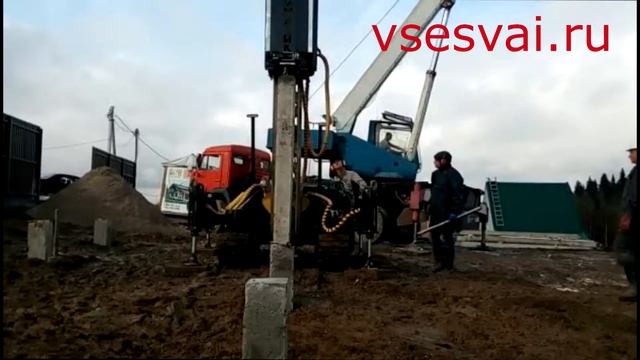 Установка бетонных забивных свай 200х200х5000 мм под фундамент. смотреть онлайн
