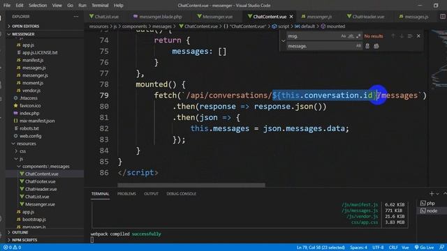 12 - Messenger App: Vue.js ChatContent Component смотреть онлайн