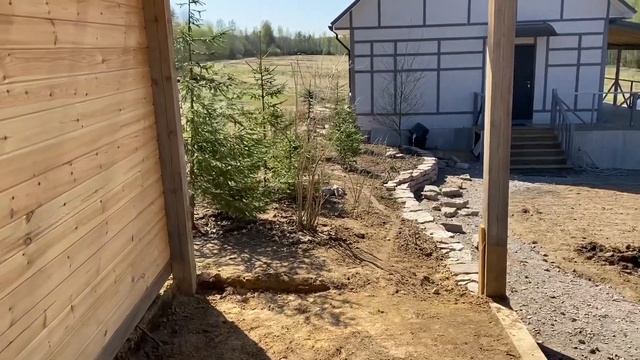 Ландшафт на участке перед установкой бани «Русский пар» смотреть онлайн