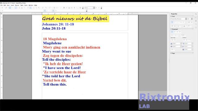 How to translate Johannes 20 11 18 Dutch Open Office Writer Pt 8 смотреть онлайн