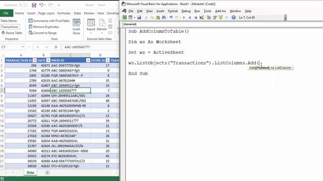 Excel VBA to Add Column to Excel Table смотреть онлайн