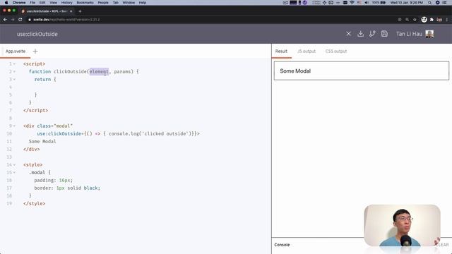 Svelte Action Examples: use:clickOutside смотреть онлайн