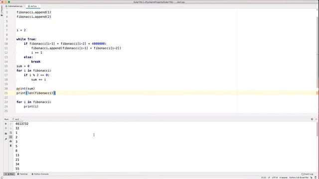 Project Euler Problem 2 çözümü... (Python) смотреть онлайн