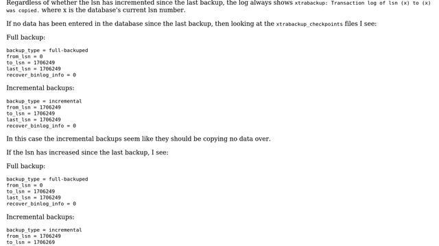 Databases: MariaDB Incremental Backup always creates full backup (mariabackup/xtrabackup) смотреть онлайн