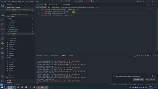 Django Blog Card Компонент #7 #reactjs #проект #django #js #python смотреть онлайн