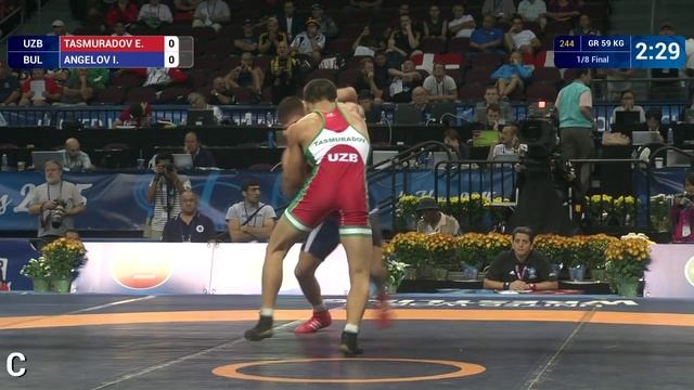 1/8 GR - 59 kg: I. ANGELOV (BUL) df. E. TASMURADOV (UZB), 6-6 смотреть онлайн