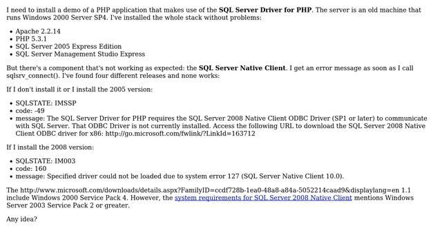 DevOps & SysAdmins: SQL Server Driver for PHP under Windows 2000 Server SP4 (2 Solutions!!) смотреть онлайн