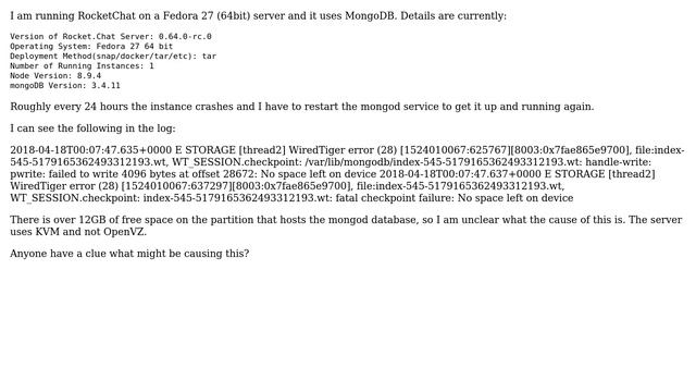 DevOps & SysAdmins: Why Does MongoDB Give an Out Of Disk Space Error When Space Is Available? смотреть онлайн