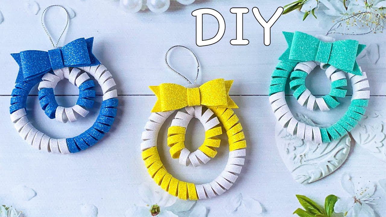 Новогодние украшения из фоамирана Игрушки на ёлку из глиттерного фоамирана / DIY Christmas Toy Tree