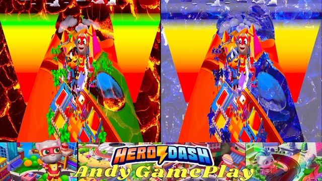 Talking Tom Hero Dash - The Complete Game Movie - volcano lava vs Ice Blue смотреть онлайн