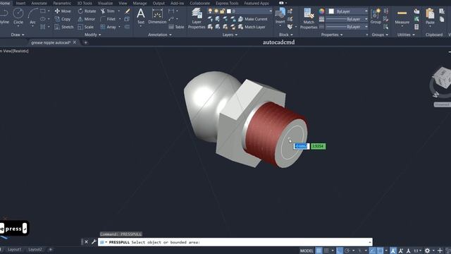 Autocad 3d Grease nipple 45 degree modeling in autocad (ⓐⓤⓣⓞⓒⓐⓓⓒⓜⓓ) ✅ смотреть онлайн