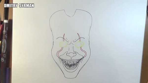 How to draw Pennywise Deadlights, IT, Как нарисовать Пеннивайза, ОНО