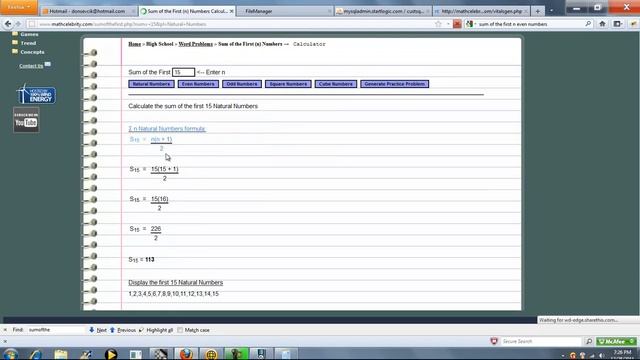 Sum of the First (n) Numbers Calculator смотреть онлайн