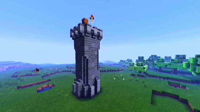 Самая красивая башня в майнкрафт. И стена к башне. Начало замка.