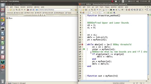 MATLAB Help - Bisection Method смотреть онлайн