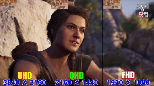assassin's creed odyssey 어쌔신크리드오디세이 UHD vs QHD vs FHD Benchmark test with GTX1080Ti смотреть онлайн