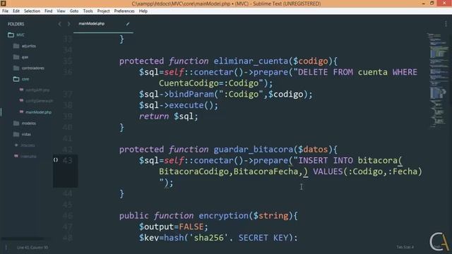? CURSO de PHP MVC POO MySQL - 26 Funcion agregar bitacora смотреть онлайн
