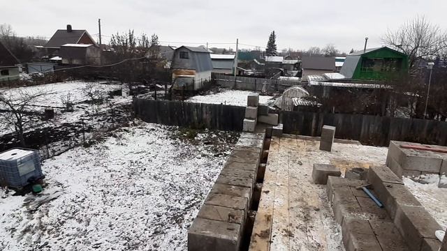 Штрихи осени .2022г. снег.Brickwork, Builder, Mason,шлакоблок, кладка шлакоблока.Закрываем сезон.!!