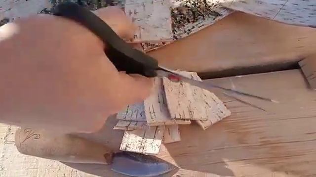 Береста на рукоять ножа без клея. смотреть онлайн